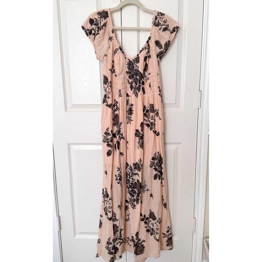 Free People Forget Me Not Midi Dress in Peach Combo size small NWT